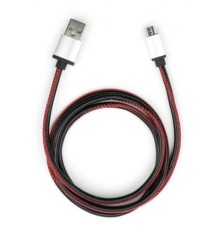 Дата кабель USB 2.0 AM to Micro 5P 1m pu leather black Vinga (VCPDCMLS1BK)