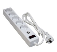 Мережевий фільтр живлення Patron 1.8m + 2 USB 2.0, 2.1A, 5 роз. White (EXT-PN-SP-52-USB-W)