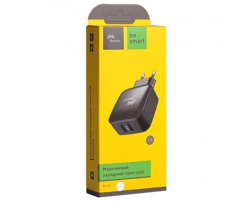 Зарядний пристрій Florence 2USB 3A + microUSB cable Black (FW-2U030B-M)