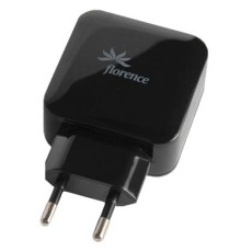 Зарядний пристрій Florence 2USB 3A + microUSB cable Black (FW-2U030B-M)