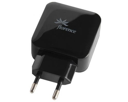 Зарядний пристрій Florence 2USB 3A + microUSB cable Black (FW-2U030B-M)