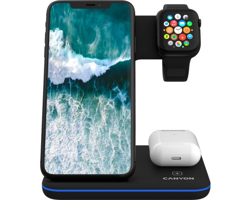 Зарядний пристрій Canyon 3in1 Wireless charger (CNS-WCS303B)