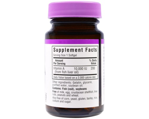 Вітамін Bluebonnet Nutrition Вітамін А 10000, 100 желатинових капсул (BLB-00298)