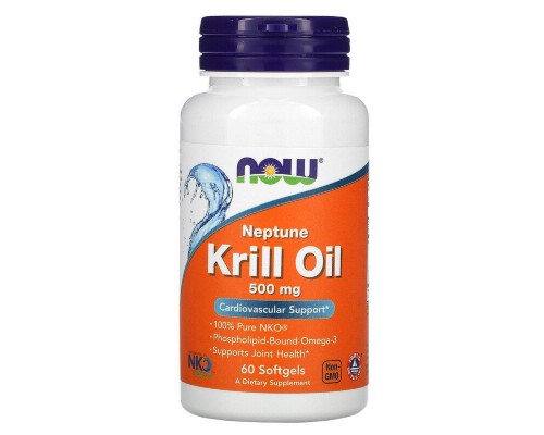 Жирні кислоти Now Foods Крилевий Жир 500мг, 60 желатинових капсул (NOW-01625)