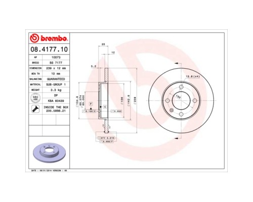Гальмівний диск Brembo 08.4177.10