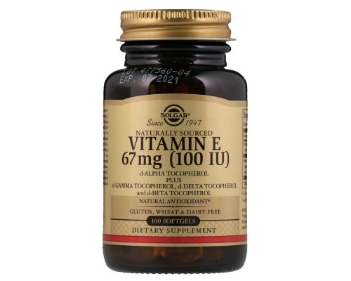 Вітамін Solgar Вітамін E, 67 мг (100 IU), d-Alpha Tocopherol & Mixed Tocoph (SOL-03461)