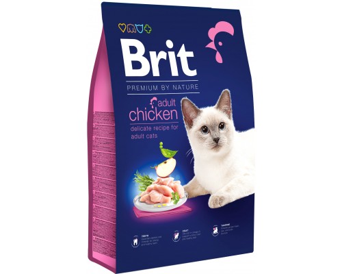 Сухий корм для кішок Brit Premium by Nature Cat Adult Chicken 8 кг (8595602553204)
