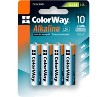 Батарейка ColorWay AA LR6 Alkaline Power (лужні) *4 blister (CW-BALR06-4BL) 