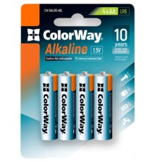 Батарейка ColorWay AA LR6 Alkaline Power (лужні) *4 blister (CW-BALR06-4BL)