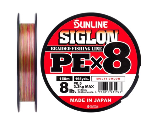 Шнур Sunline Siglon PE х8 150m 0.5/0.121mm 8lb/3.3kg Multi Color (1658.09.98)