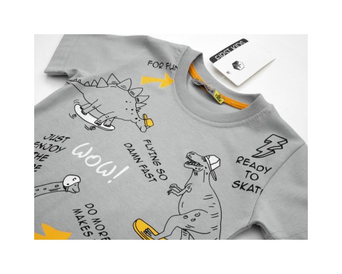 Футболка дитяча First kids з динозаврами (3032-98B-gray) Футболка дитяча First kids з динозаврами (3032-98B-gray)