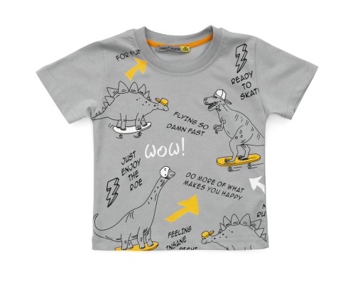 Футболка дитяча First kids з динозаврами (3032-98B-gray) Футболка дитяча First kids з динозаврами (3032-98B-gray)