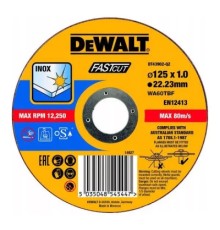 Круг відрізний DeWALT INOX FASTCUT, нержавіюча сталь/листовий метал, 125х1х22.23 мм (DT43902)