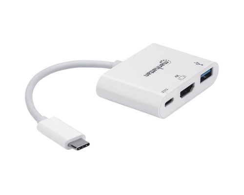 Концентратор Intracom USB3.1 Type-C to HDMI/USB 3.0/PD 60W 4-in-1 White Manhattan (152945)