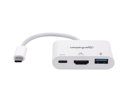Концентратор Intracom USB3.1 Type-C to HDMI/USB 3.0/PD 60W 4-in-1 White Manhattan (152945)