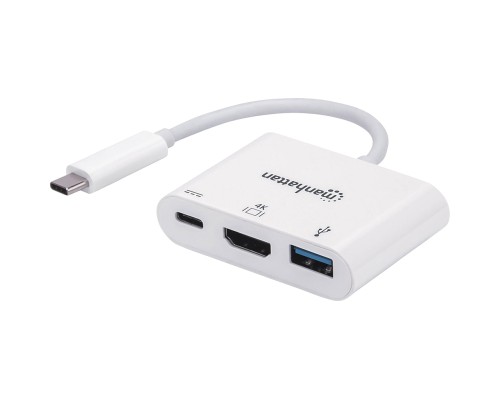 Концентратор Intracom USB3.1 Type-C to HDMI/USB 3.0/PD 60W 4-in-1 White Manhattan (152945)