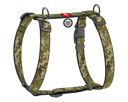 Шлея для собак WAUDOG Nylon з QR паспортом анатомічна H-подібна 