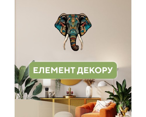 Пазл Ukropchik дерев'яний Тропічний Слон size - M в коробці з набором-рамкою (Tropical Elephant A4)