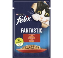 Вологий корм для кішок Purina Felix Fantastic з яловичиною в желе 85 г (7613039838624)