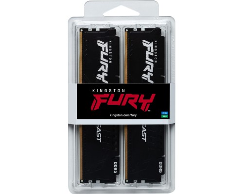 Модуль пам'яті для комп'ютера DDR5 16GB (2x8GB) 4800 MHz Beast Black Kingston Fury (ex.HyperX) (KF548C38BBK2-16)