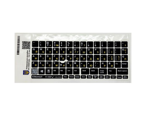Наклейка на клавіатуру BestKey непрозора чорна, 76, жовтий (BKU13YEL/012)