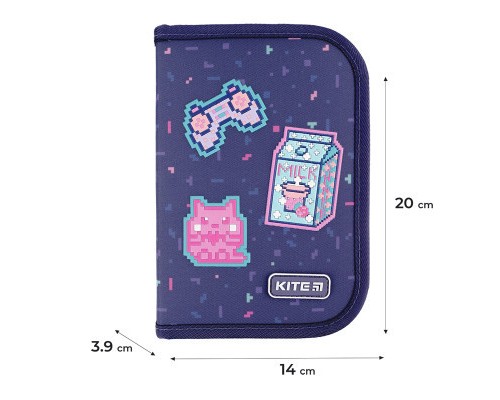 Пенал Kite Pixel Love K24-622-5, 1 відділення, 2 відвороти (K24-622-5)