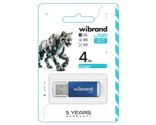USB флеш накопичувач Wibrand 4GB Cougar Blue USB 2.0 (WI2.0/CU4P1U) 
