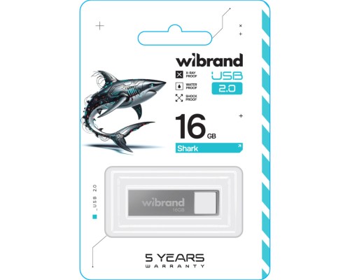 USB флеш накопичувач Wibrand 16GB Shark Silver USB 2.0 (WI2.0/SH16U4S) 