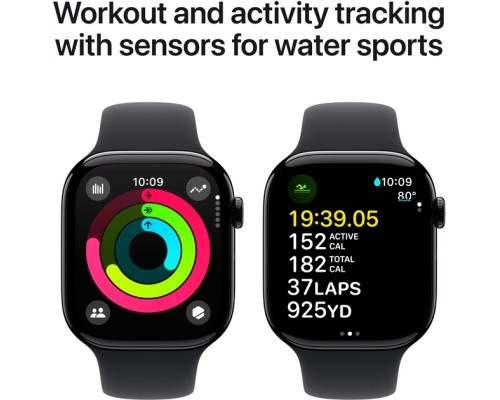 Смарт-годинник Apple Watch Series 10 GPS 46mm Jet Black Aluminium Case with Black Sport Band - M/L (MWWQ3QH/A)