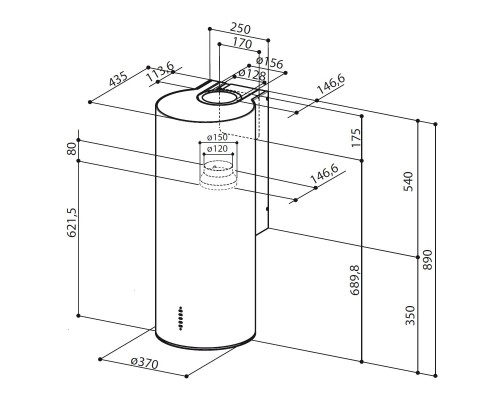 Витяжка кухонна Faber Cylindra Plus Bk Matt A37 (335.0606.998)