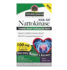 Вітамінно-мінеральний комплекс Nature's Answer Наттокіназа, 100 мг, Nattokinase, 60 вегетаріанських капсул (NTA-16575)