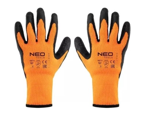 Захисні рукавиці Neo Tools латексне покриття, поліестер, р.10, помаранчево чорні (97-612-10)