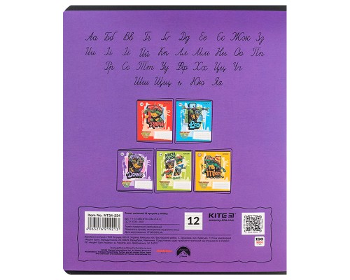 Зошит Kite Ninja Turtles, 12 аркушів, лінія (NT24-234)
