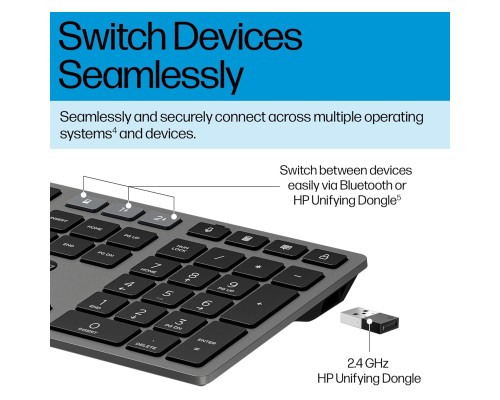 Клавіатура HP 720 Multi-Device Rechargeable Wireless/Bluetooth UA Black (9T5B1AA)