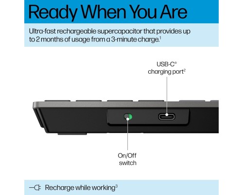 Клавіатура HP 720 Multi-Device Rechargeable Wireless/Bluetooth UA Black (9T5B1AA)