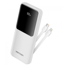 Батарея універсальна Vention 10000mAh 22.5W 3A PD, Built-in USB-C+Lightning Cables, White (FHOW0)