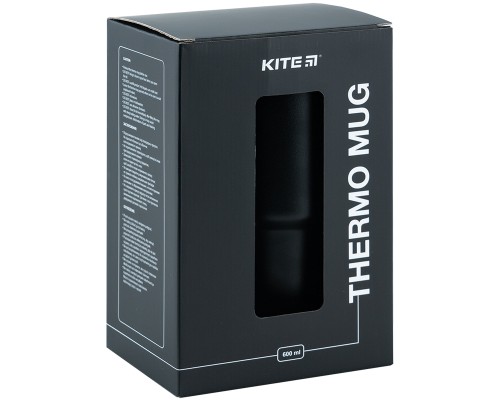 Термокружка Kite з ручкою 600 мл чорна (K24-1207-1)