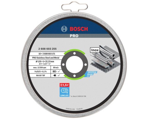Круг відрізний Bosch Professional Stand по металу, 125х1.0х22.2мм, 10шт (2.608.603.255)