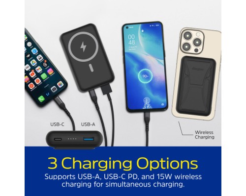 Батарея універсальна Energizer Magnetic Wireless 10000mAh 22.5W PD USB-A, USB-C In/Out, Black (QM10002PQ)