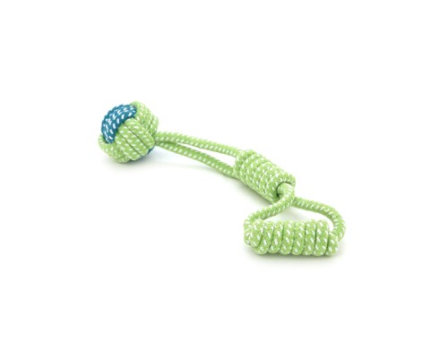 Іграшка для собак Voltronic Мотузка-апорт із вузлами форма кулі 6х27 см зелено-синя (YT41106)