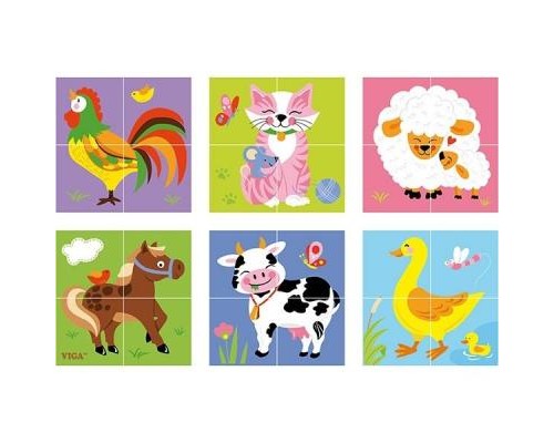 Розвиваюча іграшка Viga Toys Пазл-кубики Ферма (50835)