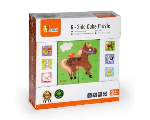 Розвиваюча іграшка Viga Toys Пазл-кубики Ферма (50835)