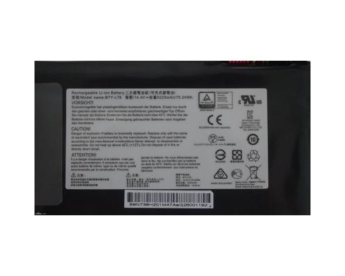 Акумулятор до ноутбука MSI BTY-L78, 5225mAh, 4cell, 14.4V, Li-ion (A47327) 