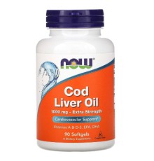 Жирні кислоти Now Foods Масло Печінки тріски, Особлива Сила, 1000 мг, 90 м'яких табл (NOW-01743)