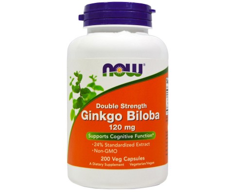 Трави Now Foods Гінкго білоба, Ginkgo Biloba, Double Strength, 120 мг, 200 к (NOW-04681)