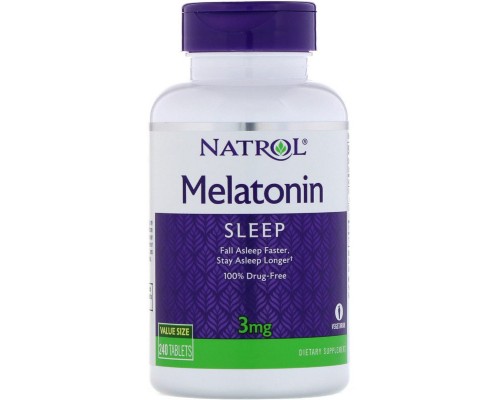 Амінокислота Natrol Мелатонін, Melatonin 3 мг, 240 таблеток (NTL-16068) 