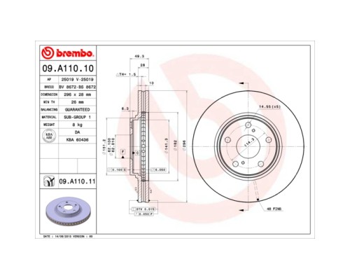 Гальмівний диск Brembo 09.A110.11