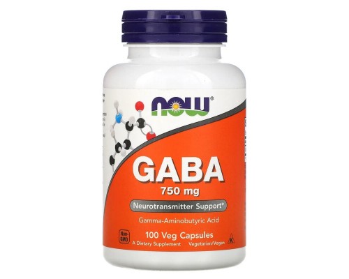 Амінокислота Now Foods GABA (Гамма-аміномасляна кислота) 750 мг, 100 вегетаріанськ (NOW-00089) 