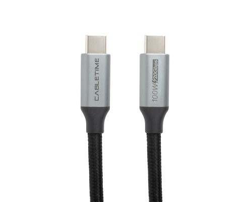 Дата кабель USB-C to USB-C 1.0m 10Gbps, 100W, 20V/ 5A, 4K/ 60HZ USB3.1 PowerPlant (CA913312)