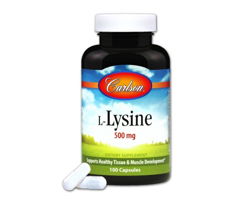 Амінокислота Carlson Лізин 500мг, L-Lysine, 100 капсул (CL6881) 